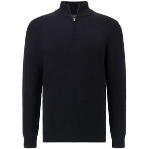Boggi Milano - Merino Wool Half Zip Stitching - Gebreide Trui - Blauw