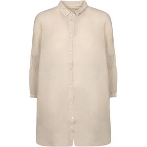 120% Lino, Dames, Blouses & Shirts, Beige, Maat: XS Linnen,