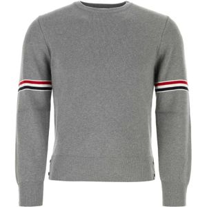 Thom Browne, Heren, Truien, Grijs, Maat: L Katoen,