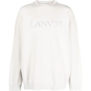 Lanvin Witte Logo-Geborduurde Trui , White , Heren , Maat: L