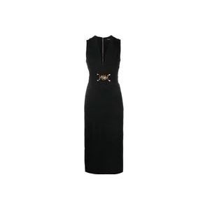 Versace Zwarte crêpe jurk , Black , Dames , Maat: 2XS