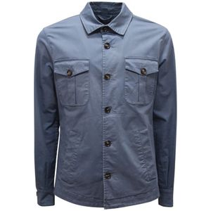 Mazzarelli, Heren, Jassen, Blauw, Maat: S Katoen,