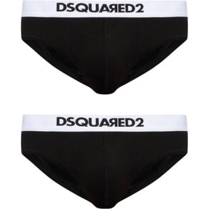 Dsquared2 Stijlvol Slip Bi-Pack Ondergoed Set , Black , Heren , Maat: M