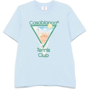 Casablanca Lichtblauwe Logo Print Crew Neck , Blue , Heren , Maat: M