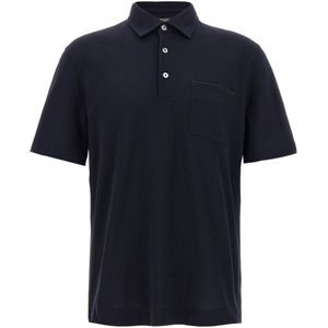 Zegna, Heren, Tops, Blauw, Maat: XL Piqué,