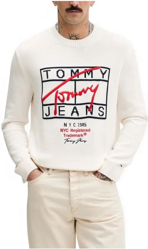 Tommy Jeans, Heren, Truien, Wit, Maat: XS Katoen,