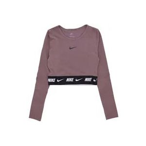 Nike Sportswear Crop Tape Longsleeve Top , Brown , Dames , Maat: S