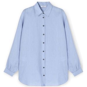 Motivi, Dames, Blouses & Shirts, Blauw, Maat: L Linnen,