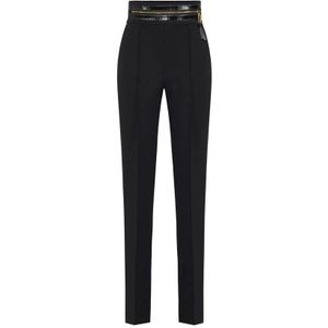 Elisabetta Franchi, Dames, Broeken, Zwart, Maat: XS Leer,