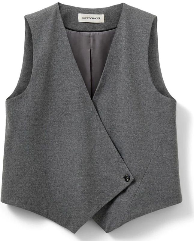 Sofie Schnoor - Virginia - Gilet - Grijs gemêleerd - Asymmetrische Snit