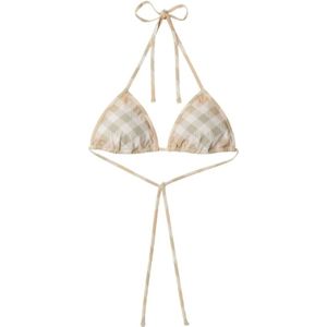 Burberry Beige Geruit Patroon Halternek Top , Multicolor , Dames , Maat: M