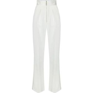 Elisabetta Franchi, Dames, Broeken, Wit, Maat: XS Satijn,