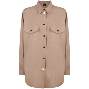 Pinko, Dames, Blouses & Shirts, Beige, Maat: XS Viscose,