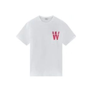 Woolrich Katoenen T-shirt met Zakje (Bright White) , White , Heren , Maat: L