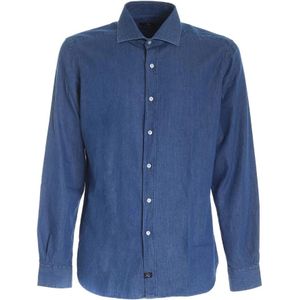 Fay, Heren, Overhemden, Blauw, Maat: 4XL Katoen,