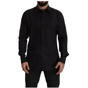 Dolce & Gabbana - GOLD Tuxedo Dress Shirt - Zwart - Slim Fit - Lange Mouwen