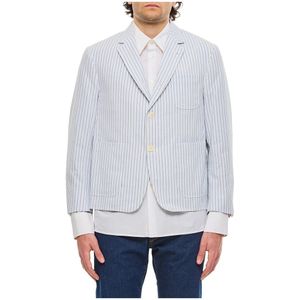 Thom Browne, Heren, Jassen, Blauw, Maat: S Katoen,