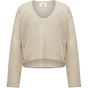 Drykorn - Cropped V-hals Gebreide Trui - Beige - Lintgaren