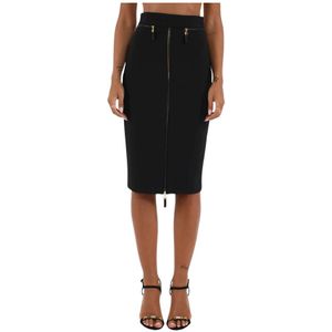 Elisabetta Franchi, Dames, Rokken, Zwart, Maat: XL Leer,