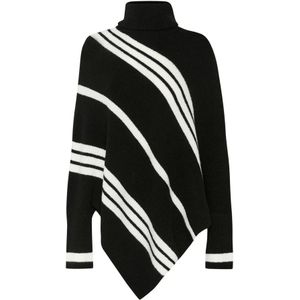 Cream - Cape 'Kuma' - Zwart/Wit - Knitwear - Col