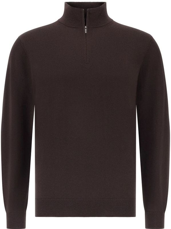 Boggi Milano - Trui - Donkerbruin - Knitwear - Lange Mouw