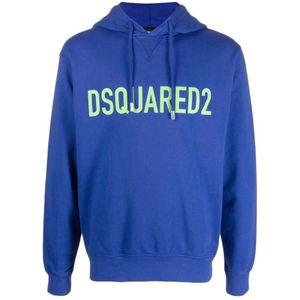 Dsquared2, Heren, Sweatshirts & Hoodies, Blauw, Maat: L Katoen,