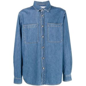 Moschino, Heren, Overhemden, Blauw, Maat: XL Denim,