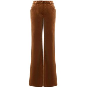 Alberta Ferretti, Dames, Broeken, Bruin, Maat: S Katoen,