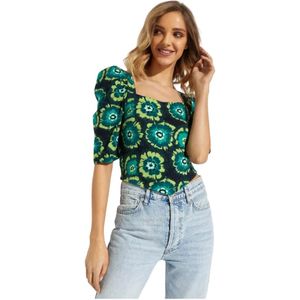 Free People, Dames, Blouses & Shirts, Groen, Maat: XS Katoen,