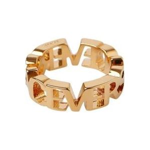 Versace Logo Ring Goudkleurige Messing Sieraden , Yellow , Dames , Maat: 52 MM