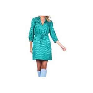 Twinset Korte jurk met verstelbare taille , Green , Dames , Maat: XS
