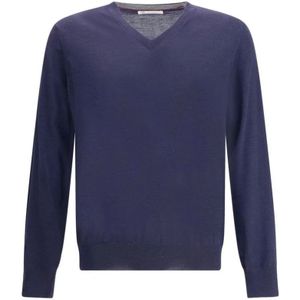Brunello Cucinelli, Heren, Truien, Blauw, Maat: 3XL Wol,