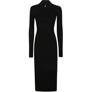 Patrizia Pepe, Dames, Jurken, Zwart, Maat: M Wol,