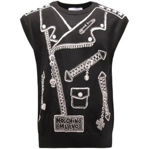 Moschino, Heren, Truien, Zwart, Maat: S Wol,
