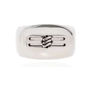 Balenciaga Ring met logo , Gray , Heren , Maat: 54 MM