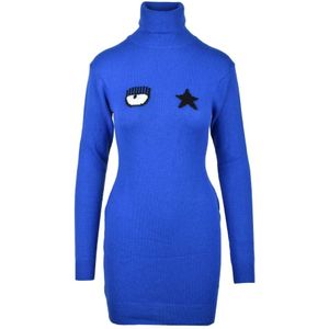Chiara Ferragni Collection, Dames, Jurken, Blauw, Maat: S Wol,