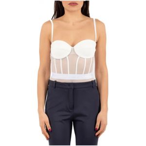 Elisabetta Franchi, Dames, Tops, Wit, Maat: S