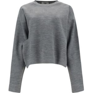 Fendi, Dames, Sweatshirts & Hoodies, Grijs, Maat: S Wol,