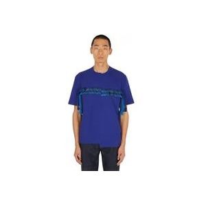 Lanvin Asymmetrisch Logo T-shirt , Blue , Heren , Maat: M