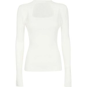 Dondup, Dames, Tops, Wit, Maat: L Viscose,