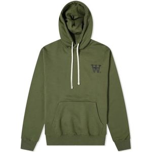 Wood Wood, Heren, Sweatshirts & Hoodies, Groen, Maat: S Katoen,