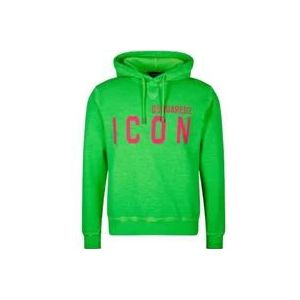 Dsquared2 Fluorescerende hoodie met iconisch logo , Green , Heren , Maat: L