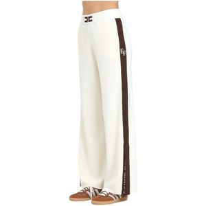 Elisabetta Franchi, Dames, Broeken, Beige, Maat: 2XL Viscose,