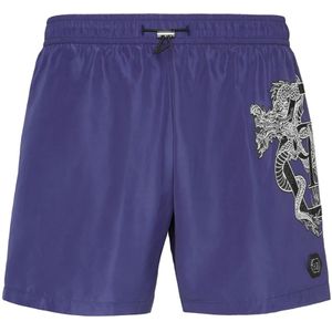 Philipp Plein, Heren, Badkleding, Blauw, Maat: S Poliester,
