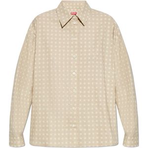 Kenzo, Dames, Blouses & Shirts, Beige, Maat: 2XS Katoen,