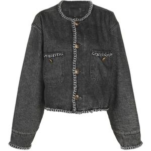 R13, Dames, Jassen, Grijs, Maat: S Katoen,