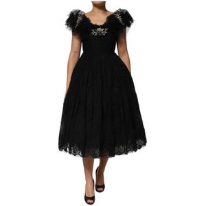Dolce & Gabbana, Dames, Jurken, Zwart, Maat: 2XS Zijde,
