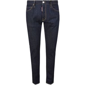 Dsquared2 Slim-Fit 5-Pocket Jeans met Logo Print , Blue , Heren , Maat: 2XL