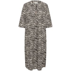 Zwarte Linnen Kaftan Jurk - Dames - Midi Lengte - V-hals