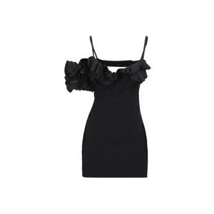 Jacquemus Zwarte Gerimpelde Jurk - Luxueuze Mix , Black , Dames , Maat: XS